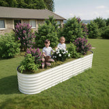 Garvee 8' X 2' X 2' Galvanized Steel Raised Garden Bed, Metal Planter Box for Vegetables & Herbs, Open Base Drainage, Rust-Resistant, Easy Assembly - White
