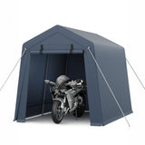 Garvee 7x10 FT Portable Outdoor Storage Shed – Dual Roll-Up Zipper Doors, Vented, 240G Waterproof UV-Resistant PE Tarp, Steel Frame, Gray Shelter - Grey