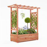 Garvee 79" × 17" × 72" Elevated Garden Bed with Arch Trellis, Wooden Planter Box with 4 Drainage Holes - Orange
