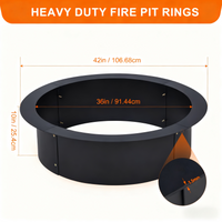 Garvee 42" XL Round DIY Fireplace Ring Liner, High Temp Powder Coated Q455 Metal Campfire Burner Rim for Patio Garden and Camping