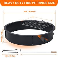 Garvee 36-Inch Round Steel Campfire Ring Liner Rim, All Weather Powder Coated Metal Bonfire Burner Insert for Patio Backyard and Garden