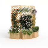 Garvee 62"x10"x65" Garden Privacy Screen,Cedar Wood Panel with Integrated Planter Box, 3 Hinged Sections