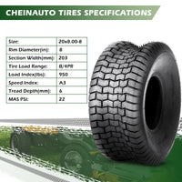 Garvee 15x6.00-6 Lawn Mower Tire, 15x6x6 Tractor Turf Tire, 4 ply Tubeless, 565lbs Capacity, Set of 2