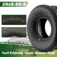 Garvee 15x6.00-6 Lawn Mower Tire, 15x6x6 Tractor Turf Tire, 4 ply Tubeless, 565lbs Capacity, Set of 2