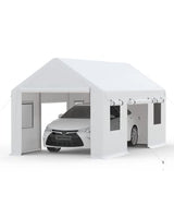 Garvee 10' X 20' Tarp Replacement Sidewall for Carport & Canopy with Roll-Up Side Door & Windows, 180G Waterproof, UV Protected, White