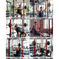 Garvee 1000LB Smith Machine Home Gym System - Power Cage, Lat Pulldown - Carbon Steel - Safety Spotter Arms, Bar Storage - Full Body Strength Training