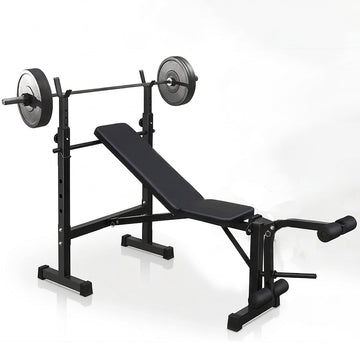 Garvee Olympic Adjustable Weight Bench Set + Bench Press with Squat Rack + Thickened Metal Tubes + Preacher Curl Pad + Soft Leather Cushion + Foldable Design + Home Gym Use
