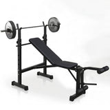 Garvee Olympic Adjustable Weight Bench Set + Bench Press with Squat Rack + Thickened Metal Tubes + Preacher Curl Pad + Soft Leather Cushion + Foldable Design + Home Gym Use