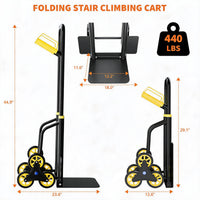 Garvee Stair Climbing Dolly, 440 lb Heavy-Duty Folding Hand Truck with 3-Wheel Design, Steel Frame & Retractable Handle