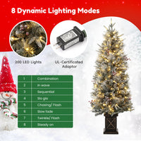 Garvee 4.5ft Xmas Tree Set of 2, Pre Lit Snow Flocked Artificial Christmas Tree with 200 LED Lights & 8 Lighting Modes, Premium Christmas Pine Tree for Christmas Decoration, Yard, Home, Office