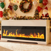 Garvee 80 Inch Recessed and Wall Mounted Electric Fireplace Insert, 750W/1500W Dual-Mode Heater with WiFi and Remote Control, 12 Flame Colors and 12 LED Bed Colors, Touch Screen, Black