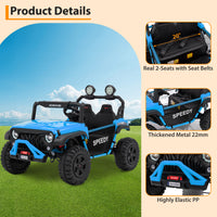 Garvee Ride P Series 24V Kids Toddler Ride On Truck 4WD 3 Speeds Large 7AH Battery Bluetooth MP3 Parent Safety Brake Red Outdoor Play - Blue