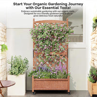 Garvee 2-Pack 29.5" × 13" × 60" Raised Garden Bed with Trellis, Wood Planter Box with Wheels & Drainage Holes