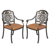 Garvee Patio Chairs of 2 with Cushion, Cast Aluminum Outdoor Dining Chairs, All-Weather Patio Bistro Chair Set, Vintage Copper - Vintage Copper
