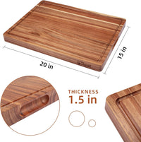 Garvee Extra Large Acacia Wood Cutting Board, 20x15", Reversible with Juice Groove, Butcher Block for Meat and Veggies - Boards / 20 x 15 x 1.5 Inch