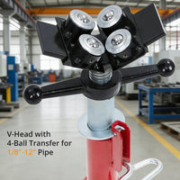 Garvee V-Head Pipe Jack Stand - 28-52 Inch Adjustable Height, Heavy-Duty 2500 lb Capacity with 4-Ball Transfer and Portable Folding Legs