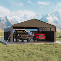 Garvee 20' x 20' x 10' Enclosed Metal Carport, Heavy-Duty Steel Garage Shelter for 2 Cars, Trucks, Boats & Tractors, Gray