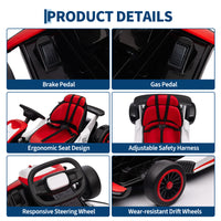 Garvee Ride - G Series: 6+,24V Drift Kart with 2X200W Strong Motor, 7AH Big Battery, Electric Pedals, Electric Go Kart Outdoor Race Toy - Red