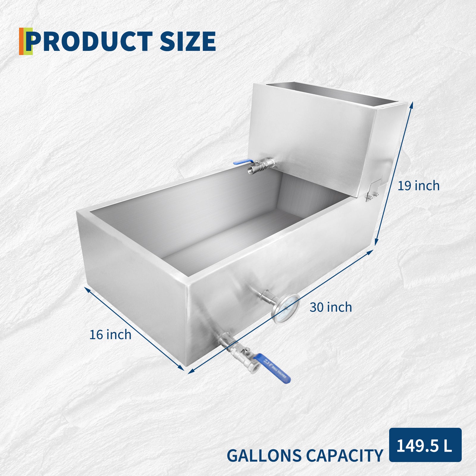 Garvee Maple Syrup Evaporator Pan, 30 x 16 x 19 Inch Maple Syrup Pan with Thermometer & 3/4" Throttle Valve, Stainless Steel Maple Syrup Boiling Pan for Making Sweet Maple Syrup