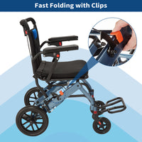Garvee Ultra-Light Portable Folding Wheelchair, Travel-Friendly with Handbrake, 220 lbs Capacity, Ideal for Elderly & Children, 35.4"x21.3" Unfolded Dimensions