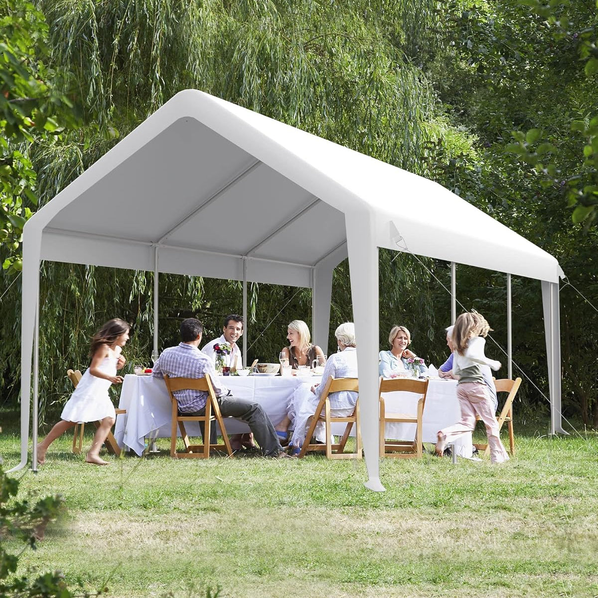 Garvee 13'x20' 200G Carport Top Replacement Cover , Heavy-Duty Garage Top Tent Shelter Tarp Waterproof & UV Protected (Top Cover Only, Frame Not Included), White