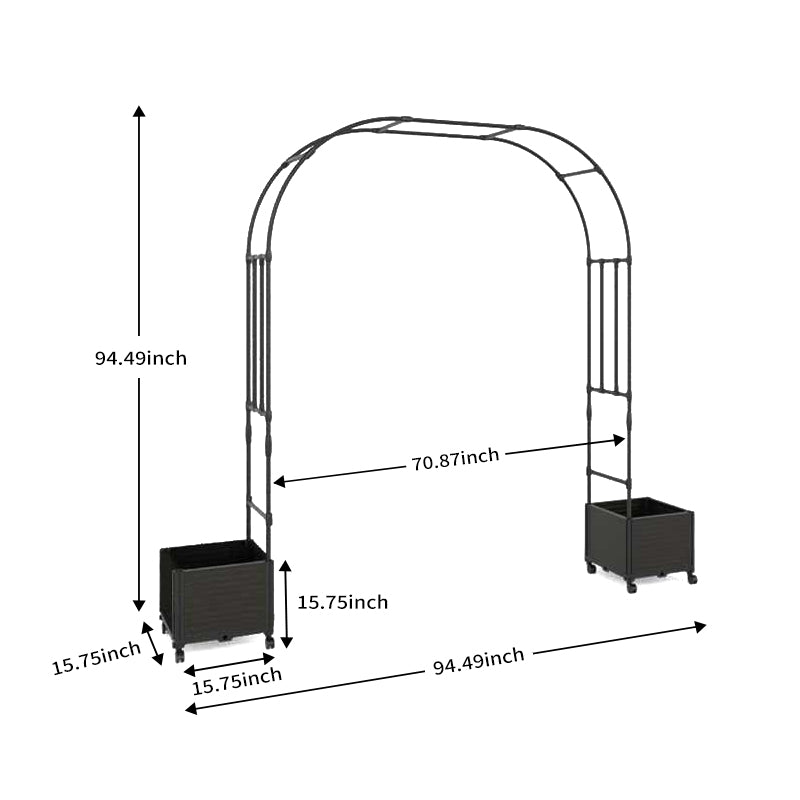 Garvee Adjustable Metal Garden Arch Trellis, Black Wedding Arbor for Climbing Plants, Span 1.8