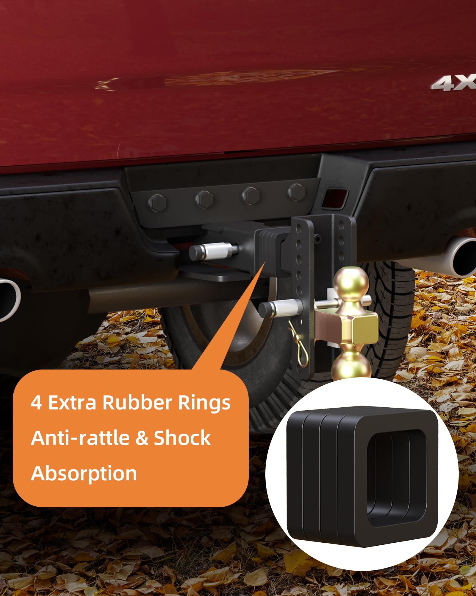 Garvee Adjustable Trailer Hitch Anti-Theft 7" Drop Hitch Ball Mount for 2 Inch Receiver, 2" and 2-5/16" Dual Balls, Keyed Double-Locked Pins Tow Hitch, 18500 LBS Towing Capacity Black