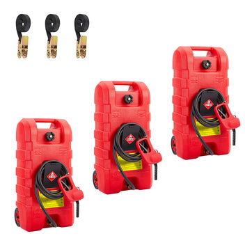 Garvee 3-Pack Fuel Caddy 15 Gallon Portable Diesel Fuel Caddy with Pump, 10ft Hose, Manual Siphon 7.5 L/min, UV-Resistant for Garage and Workshop, Red