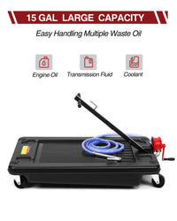 Garvee Hand Pump & Hose Oil Drain Pan with 17 Gal Low Profile & 8 Ft Hose - Black
