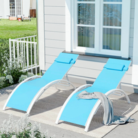 Garvee Set of 2 Aluminum Outdoor Chaise Lounge Chairs, 3-Position Poolside Recliners with Lightweight Rust-Resistant Frame for Patio, Garden, Beach & Backyard,Blue
