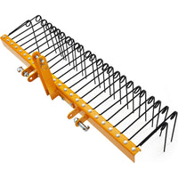 Garvee 60" Pine Straw Rake Updated Version - 8mm Tines, Steel Tow Behind for Cat 0 Cat 1 Tractors - Ideal for Leaves & Grass, Yellow