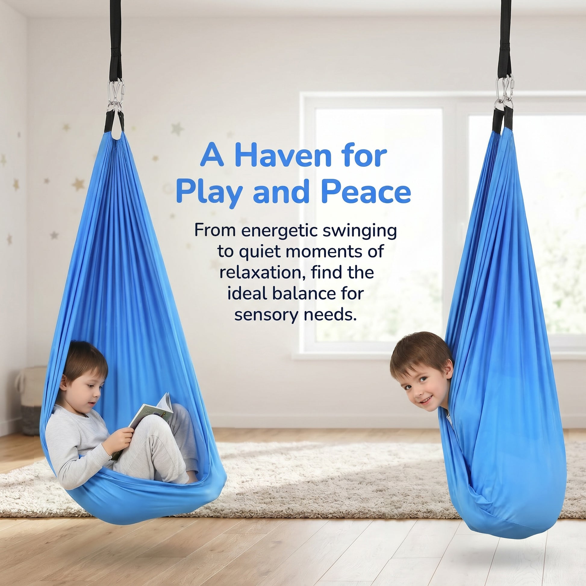 Garvee Sensory Swing for Kids & Adults, Calming Deep Pressure, Durable Support, Double-Layer Nylon Fabric, Heavy-Duty Hardware, Indoor Relaxation