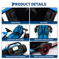 Garvee Ride - G Series: 6+,24V Drift Kart with 2X200W Strong Motor, 7AH Big Battery, Electric Pedals, Electric Go Kart Outdoor Race Toy - Blue