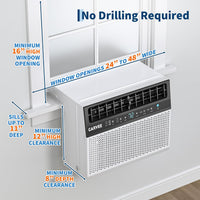 Garvee U-Shaped Window Air Conditioner 6000 BTU Ultra Quiet Energy Efficient Remote Control Dehumidifier Fan Easy Install Fits 24-48" Windows Bedroom Living Room