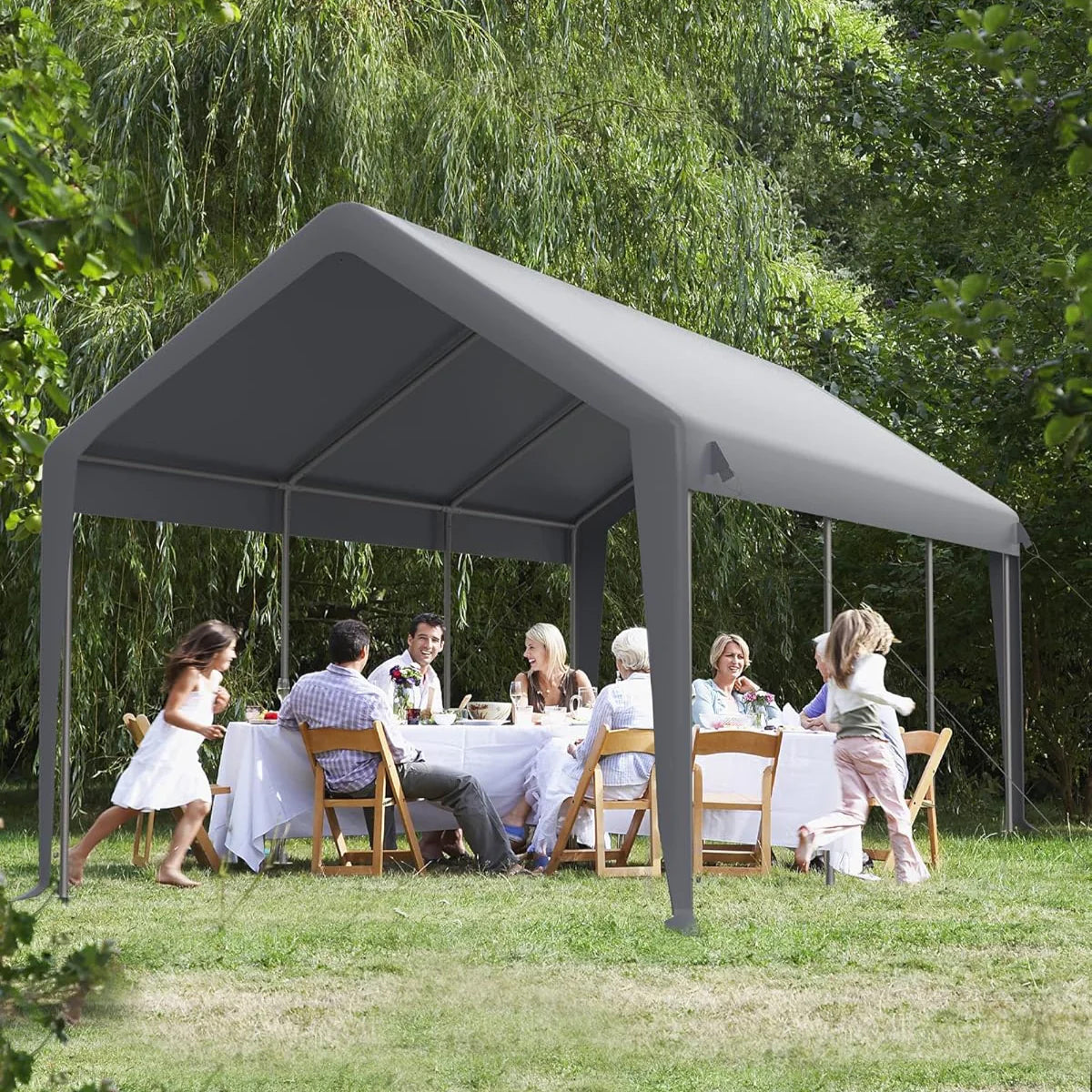 Garvee 13'x25' 160G Heavy-Duty Carport Replacement Cover Waterproof UV Protected for Garage Tent Shelter Outdoor Grey (Frame Not Included)