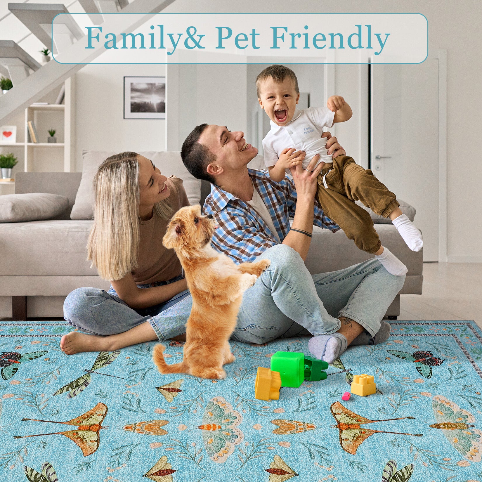 Garvee Insect Washable Soft Area Rugs for Living Room Bedroom Ultra-Thin Non Slip Dining Room Stain Resistant Rug Large Carpet for Office Nursery Bedroom