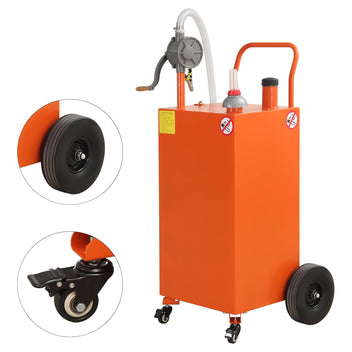 Garvee 30 Gallon Gas Caddy, Portable Fuel Transfer Storage Tank with 4 Wheels and 2-Way Rotary Pump, Large Diesel Kerosene Can Container for Cars Boat ATV Motorcycle Lawnmower, Orange