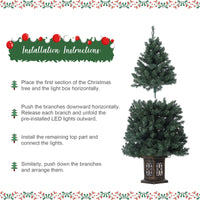 Garvee 4.5ft Artificial Fiber Optic Christmas Tree with 300 LED Lights, 8 Lighting Modes, Pre-Lit Artificial Potted Xmas Tree, Christmas Decoration for Yard, Home, Entrances - 2PCS