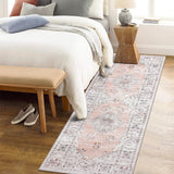 Garvee Runner Rug Orange  2x6 Boho Hallway Runners Floral Vintage Low Pile Entryway Rug Runner Kitchen Mat Living Room Home Office Non Slip Backing Runner Rug - Pink