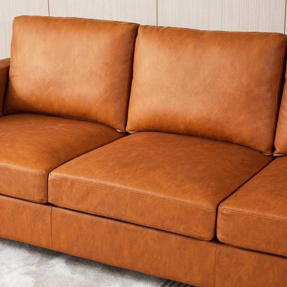 Garvee 85" Leather Couch for Living Room, Modern Sofa Couches with Padded backrest, Upholstered Sofa with Armrests and Comfy Cushions, Deep Seat Sofas for Living Room, Bedroom, Office