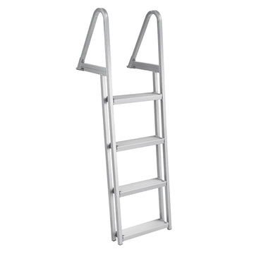 Garvee 4 Step Angled Removable Dock Ladder with Dual Handrails, Heavy Duty Aluminum Boat Dock Ladder with Non-Slip Steps, Adjustable Height, 350 lb Capacity for Lake & Marine Dock
