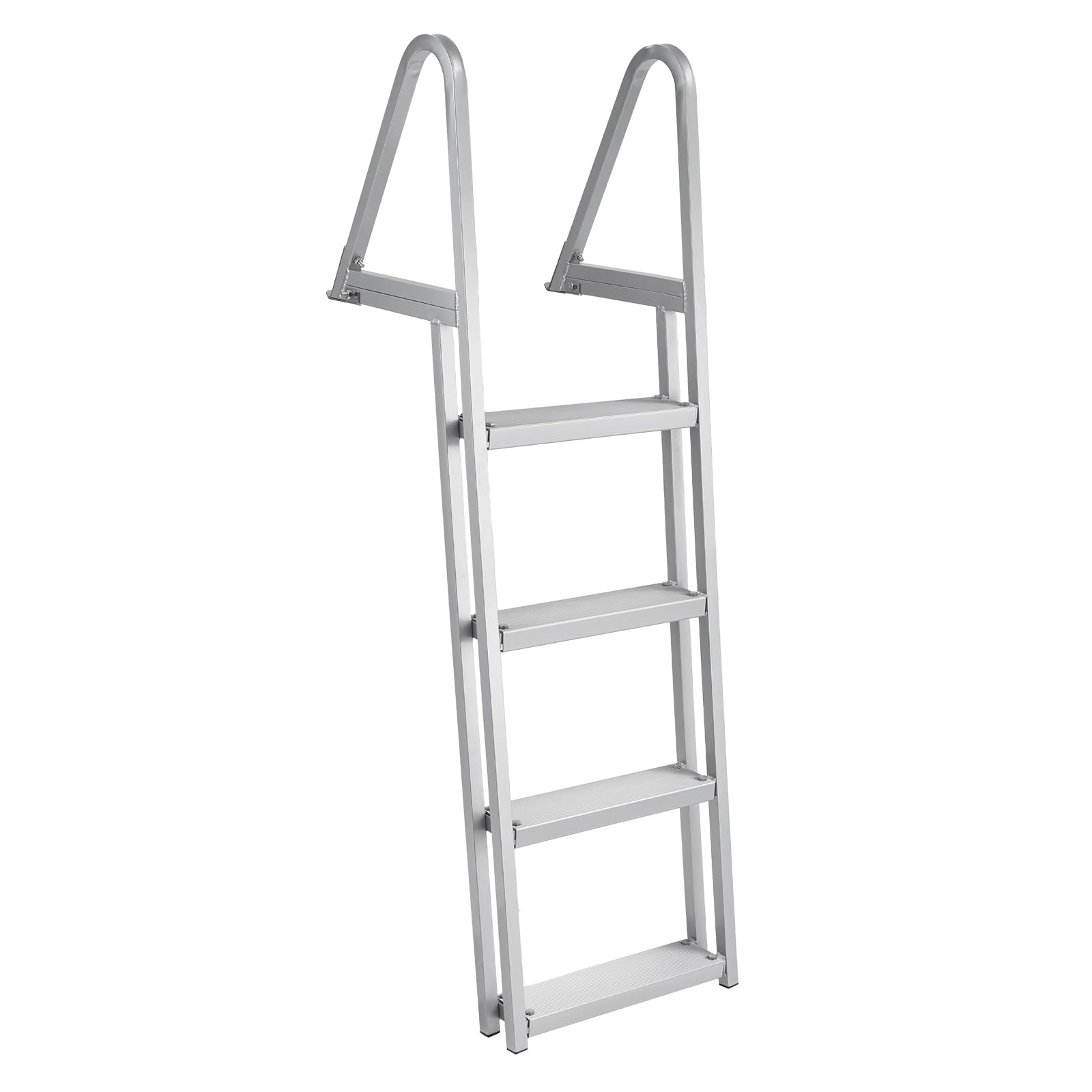 Garvee 4 Step Angled Removable Dock Ladder with Dual Handrails, Heavy Duty Aluminum Boat Dock Ladder with Non-Slip Steps, Adjustable Height, 350 lb Capacity for Lake & Marine Dock