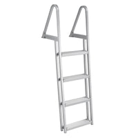 Garvee 4 Step Angled Removable Dock Ladder with Dual Handrails, Heavy Duty Aluminum Boat Dock Ladder with Non-Slip Steps, Adjustable Height, 350 lb Capacity for Lake & Marine Dock