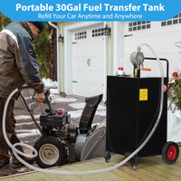 Garvee 30 Gallon Stainless Steel Portable Fuel Caddy, Manual Pump & 4 Wheels