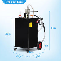 Garvee 30 Gallon Stainless Steel Portable Fuel Caddy, Manual Pump & 4 Wheels