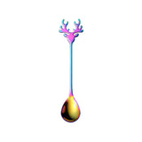 Garvee Christmas Stirring Spoon, Espresso Stirring Spoon, Christmas Elk Head Shape Stirring Spoon 304 Stainless Steel Coffee Dessert Spoon Exquisite Tableware Party Gift colorful - colorful