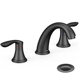 Garvee 3 Hole Bathroom Sink Faucet, Pop-Up Drain, Hot/Cold Lines(8 Inch 1 Pack / Matte Black) - Matte Black