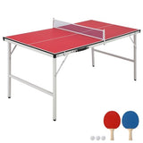 Garvee Portable Ping Pong Table + Foldable Design + Adjustable Feet + Aluminum Frame + Indoor Outdoor Use + 100% Pre-Assembled + Red - Red