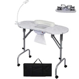 Garvee Upgraded Manicure Nail Table with Adjustable Height, Built-in Dust Collector, LED Lamp, MDF, Foldable, Portable, Home Salon
