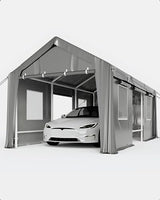 Garvee 10'x20' Carport Canopy, Portable Garage with Zipper Door, Ventilated Windows & Removable Sidewalls for Truck, Boat, Yellow